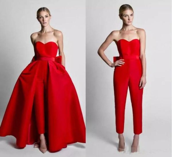 new red 2019 krikor jabotian jumpsuits evening dresses with bow detachable train sweetheart prom formal party gowns6094596, Black;red
new red 2019 krikor jabotian jumpsuits evening dresses with bow detachable train sweetheart prom formal party gowns6094596, Black;red