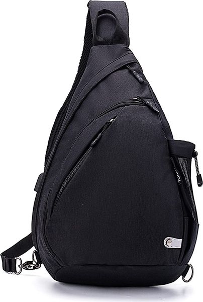 water-proof sling bag/crossbody backpack/shoulder bag with usb charging port for travel, hiking, cycling, camping