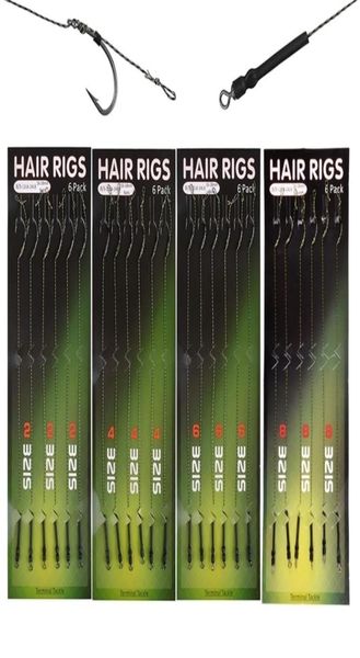 fishing hooks 2448pcs ready made carp rigs barbed hook link with braided line tied feeder leader tackle 2210264534368