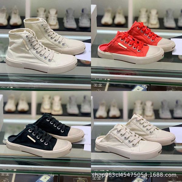 2023 thick sole casual white one foot canvas shoes for women summer low board shoes for women half support slippers for children high top
2023 thick sole casual white one foot canvas shoes for women summer low board shoes for women half support slippers for children high top