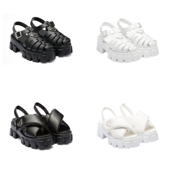 fashion women foam rubber sandals prad monolith platform sandal soft lining leather concave convex sole triangle womens beach shoes, Black
fashion women foam rubber sandals prad monolith platform sandal soft lining leather concave convex sole triangle womens beach shoes, Black