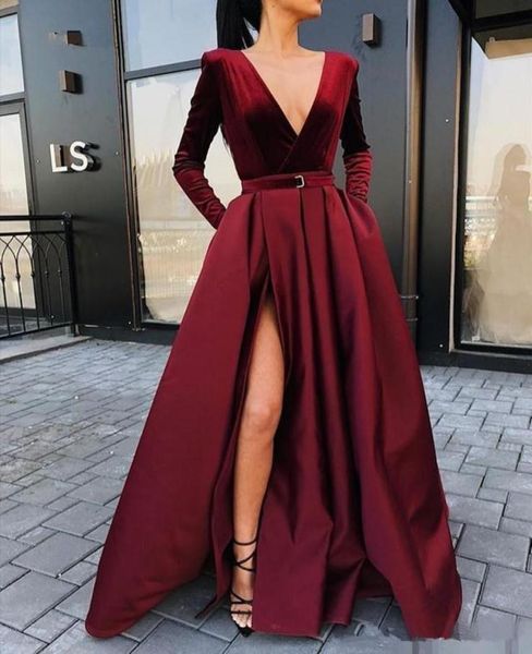muslim new arrival long sleeves evening dresses velvet vneck winter women formal prom gowns burgundy satin party dress side slit9480605, Black;red
muslim new arrival long sleeves evening dresses velvet vneck winter women formal prom gowns burgundy satin party dress side slit9480605, Black;red