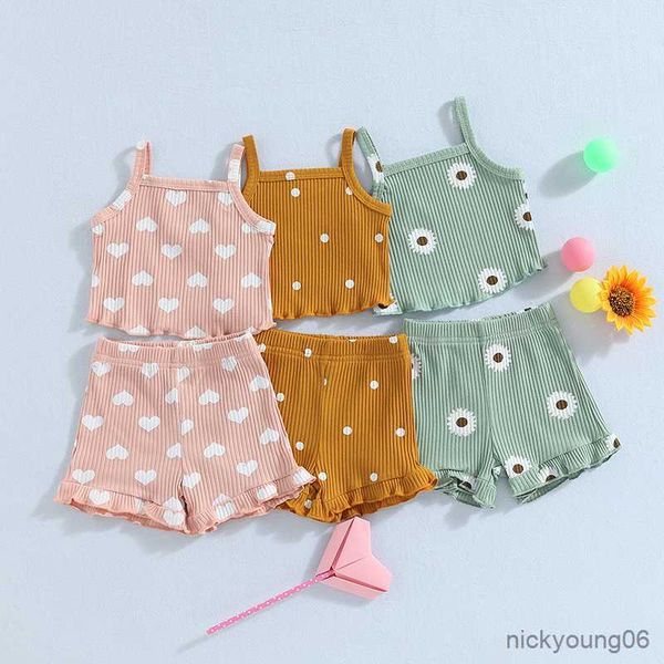 clothing sets new baby girl clothes suits heart/dot/floral print sleeveless knit rib sling tank and elastic waist shorts 2pcs set, White
clothing sets new baby girl clothes suits heart/dot/floral print sleeveless knit rib sling tank and elastic waist shorts 2pcs set, White