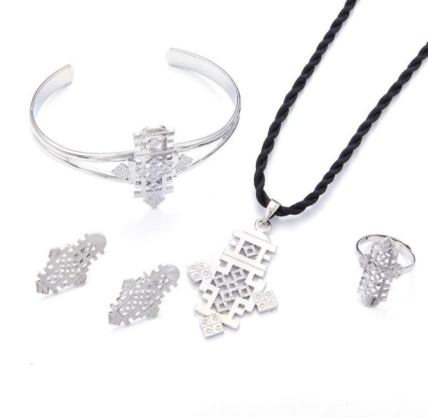 bright silver color ethiopian cross pendant necklaces bangle and earrings for women african religious jewelry set6825697, Black
bright silver color ethiopian cross pendant necklaces bangle and earrings for women african religious jewelry set6825697, Black