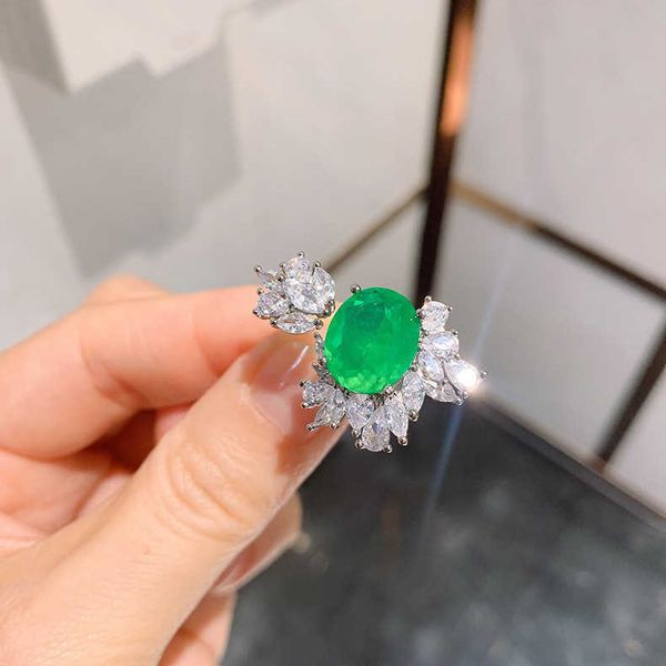 band rings new fashion paraiba emerald zircon opening ring 925 stamp retro creative flower ring party birthday jewelry gift aa230530, Silver
band rings new fashion paraiba emerald zircon opening ring 925 stamp retro creative flower ring party birthday jewelry gift aa230530, Silver