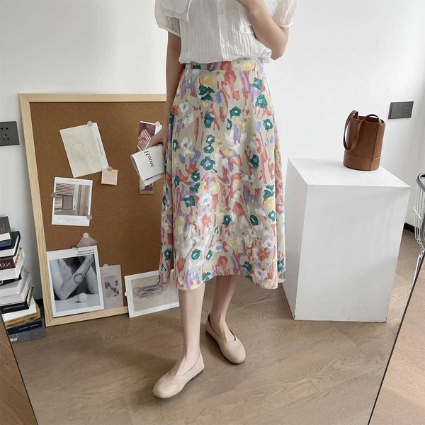 lizhiqi small fresh oil painting printed high waist skirt summer new fashion medium length a-line skirt a, Black
lizhiqi small fresh oil painting printed high waist skirt summer new fashion medium length a-line skirt a, Black