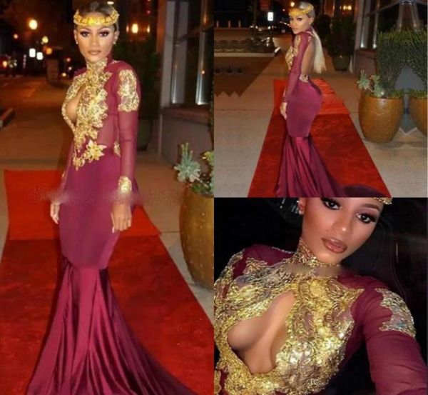 backless high neck keyhole mermaid prom dresses burgundy gold applique party evening dresses celebrity gowns robe de so8621895, Black
backless high neck keyhole mermaid prom dresses burgundy gold applique party evening dresses celebrity gowns robe de so8621895, Black