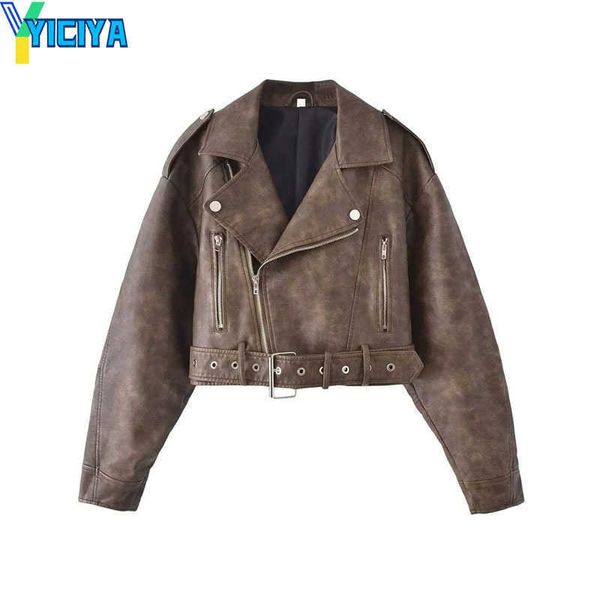 yiciya women's jackets spring short women slim bandage khaki faux pu leather jacket fashion lapel long sleeve outerwear ladies streetwe, Black;brown
yiciya women's jackets spring short women slim bandage khaki faux pu leather jacket fashion lapel long sleeve outerwear ladies streetwe, Black;brown