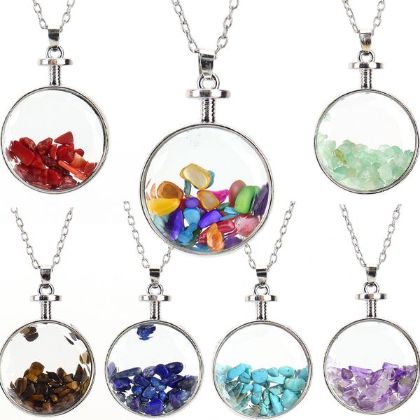 crystal pendant necklace round glass p box natural stone gravel necklace wishing bottle women's fashion jewelry, Silver
crystal pendant necklace round glass p box natural stone gravel necklace wishing bottle women's fashion jewelry, Silver