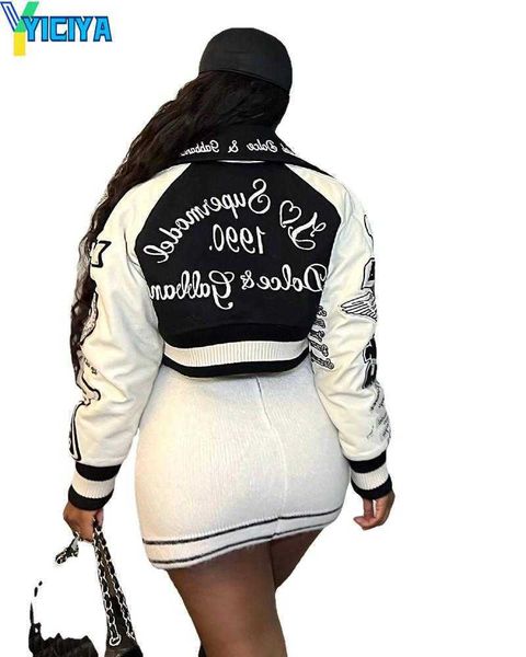 yiciya women's jackets fall 2022 women clothes fashion streetwear button woman baseball racer letterman jacket for ladies, Black;brown
yiciya women's jackets fall 2022 women clothes fashion streetwear button woman baseball racer letterman jacket for ladies, Black;brown