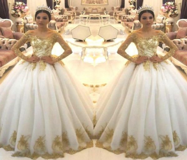 elegant sheer long sleeves lace a line wedding dresses arabic organza gold applique beaded court train wedding bridal gowns bc17042250888, White
elegant sheer long sleeves lace a line wedding dresses arabic organza gold applique beaded court train wedding bridal gowns bc17042250888, White