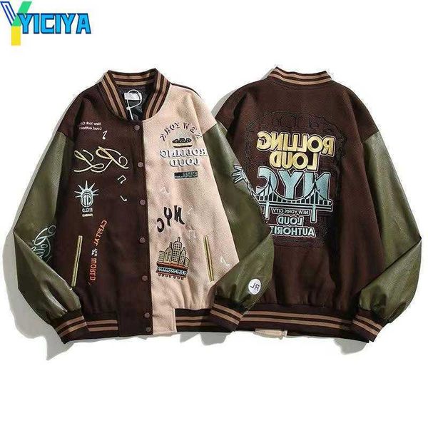yiciya men's jackets mens designer nyc stitched baseball collar streetwear varsity bomber sweatshirt leather sleeve, Black;brown
yiciya men's jackets mens designer nyc stitched baseball collar streetwear varsity bomber sweatshirt leather sleeve, Black;brown
