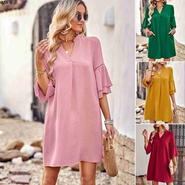 mikaro women's solid color dress women's 2023 summer loose v-neck short skirt summer dresses, Black;pink
mikaro women's solid color dress women's 2023 summer loose v-neck short skirt summer dresses, Black;pink