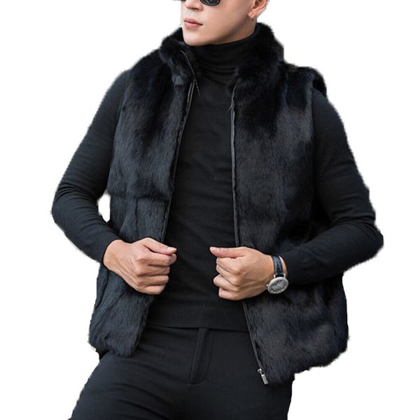 men's real whole rabbit fur vest waistcoat jacket gilet coat black stand collar, Blue;gray
men's real whole rabbit fur vest waistcoat jacket gilet coat black stand collar, Blue;gray