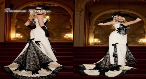 2019 vintage long white satin mermaid bride dress black lace bows evening wear formal gown highend wedding boutique8813756
2019 vintage long white satin mermaid bride dress black lace bows evening wear formal gown highend wedding boutique8813756
