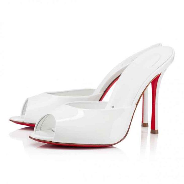 sandals 100mm mueller shoes - patent leather calf leather red soles shoes, Black
sandals 100mm mueller shoes - patent leather calf leather red soles shoes, Black