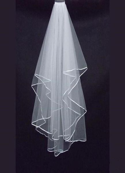 two layers bridal veils white tulle short bride wedding veil with comb ribbon edge bridal accessories 2018 556736, Black
two layers bridal veils white tulle short bride wedding veil with comb ribbon edge bridal accessories 2018 556736, Black