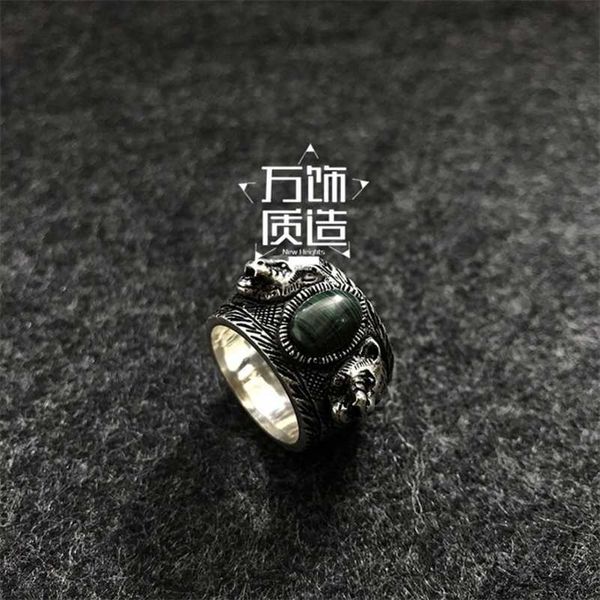 designer jewelry bracelet necklace ring sterling old rattan green malachite head ring for men women, Silver
designer jewelry bracelet necklace ring sterling old rattan green malachite head ring for men women, Silver