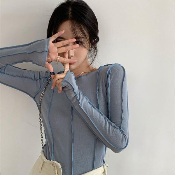 t-shirt slim slimming bottoming autumn wild style niche design sense personality stitching round neck tide, White
t-shirt slim slimming bottoming autumn wild style niche design sense personality stitching round neck tide, White