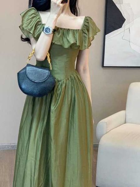 green square collar ruffle dress women new french high-end slim-fit elegant long dress vestidos de mujer elegantes para fiesta, Black;gray
green square collar ruffle dress women new french high-end slim-fit elegant long dress vestidos de mujer elegantes para fiesta, Black;gray