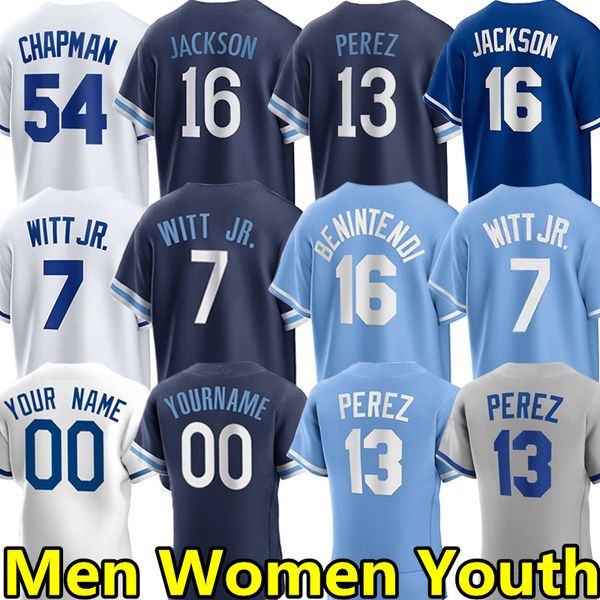 7 bobby witt jr. baseball jerseys bo jackson royals salvador perez aroldis chapman vinnie pasquantino edward olivares mj melendez bradley jr, Blue;black
7 bobby witt jr. baseball jerseys bo jackson royals salvador perez aroldis chapman vinnie pasquantino edward olivares mj melendez bradley jr, Blue;black
