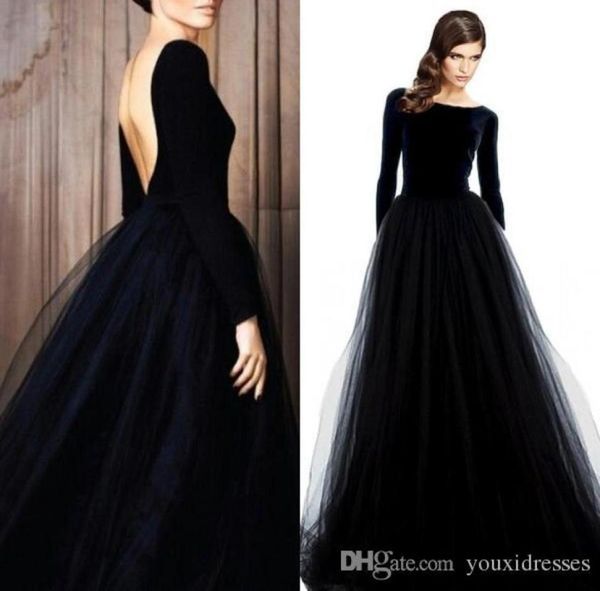 stunning backless long sleeve prom dresses 2018 velvet black bateau neck open back tulle skirt floor length formal evening wear3826998
stunning backless long sleeve prom dresses 2018 velvet black bateau neck open back tulle skirt floor length formal evening wear3826998