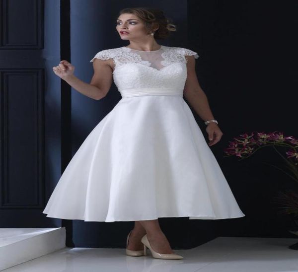 tea length vintage short wedding dresses with cap sleeves lace satin skirt jewel aline 1950s 60s vintage informal bridal gowns sl4654320, White
tea length vintage short wedding dresses with cap sleeves lace satin skirt jewel aline 1950s 60s vintage informal bridal gowns sl4654320, White