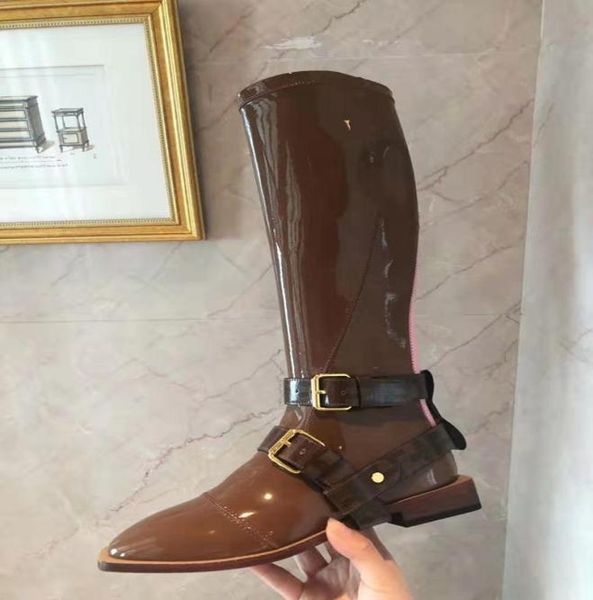 autumn winter low heels round toe high boots for women fashion patent leather brand shoes flat heel woman back zip stretch boot kn6282111, Black
autumn winter low heels round toe high boots for women fashion patent leather brand shoes flat heel woman back zip stretch boot kn6282111, Black