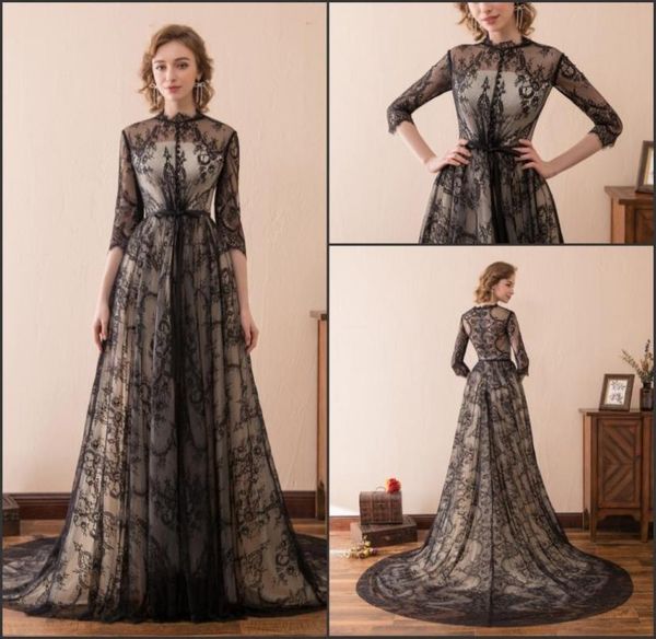 black lace gothic wedding dresses half sleeve sheer aline 2018 stock 216 chapel train long bridal ball gowns formal2748212, White
black lace gothic wedding dresses half sleeve sheer aline 2018 stock 216 chapel train long bridal ball gowns formal2748212, White
