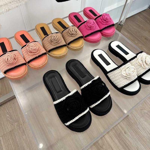 2023 women slippers interlocking c lambskin sandal slides camellia flower crochet knit platform flats mules slip espadrilles flip flops thic, Black
2023 women slippers interlocking c lambskin sandal slides camellia flower crochet knit platform flats mules slip espadrilles flip flops thic, Black