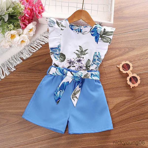clothing sets kids casual outfits for girls summer fashion floral print short pants with belt children, White
clothing sets kids casual outfits for girls summer fashion floral print short pants with belt children, White