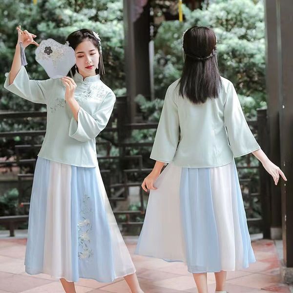 republic of china style women's dress, cheongsam, retro set, performance suit, dress, chinese style modified version, small man, summer, Blue;red
republic of china style women's dress, cheongsam, retro set, performance suit, dress, chinese style modified version, small man, summer, Blue;red