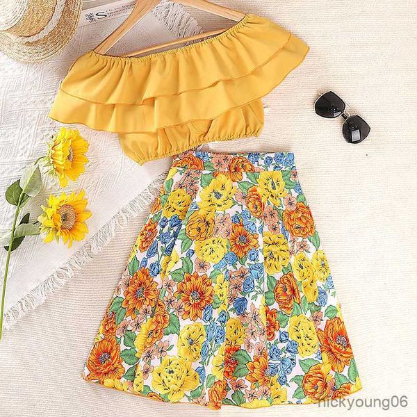 clothing sets 8-12year kids casual outfits for girls summer fashion children shoulder ruffles short floral print skirts, White
clothing sets 8-12year kids casual outfits for girls summer fashion children shoulder ruffles short floral print skirts, White
