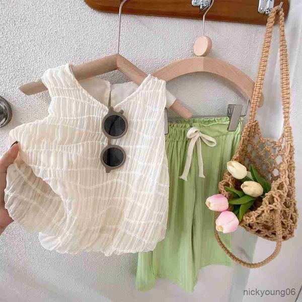 clothing sets girls sleeveless pleated casual tank wide leg pants 2pcs suit children's summer kids outfit, White
clothing sets girls sleeveless pleated casual tank wide leg pants 2pcs suit children's summer kids outfit, White
