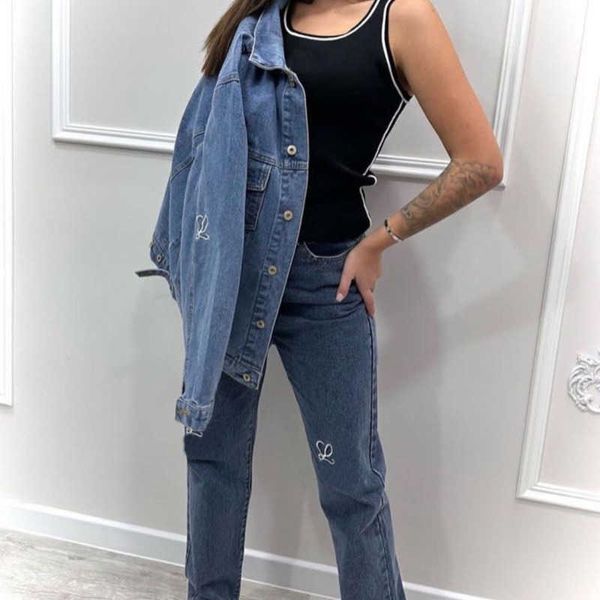 high version denim tracksuit designer jacket womens jeans set embroidered cardigan coat sweatpants 2 piece sets american clothing, Gray
high version denim tracksuit designer jacket womens jeans set embroidered cardigan coat sweatpants 2 piece sets american clothing, Gray