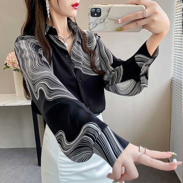 new long sleeve loose chiffon printed shirt women's spring lapel temperament shirt women clothingplk, White
new long sleeve loose chiffon printed shirt women's spring lapel temperament shirt women clothingplk, White