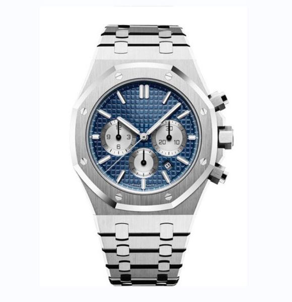 13 colour quartz movement 41mm men watches blue dial 26320 stainless steel luminous chronograph working mens wristwatches, Slivery;brown
13 colour quartz movement 41mm men watches blue dial 26320 stainless steel luminous chronograph working mens wristwatches, Slivery;brown