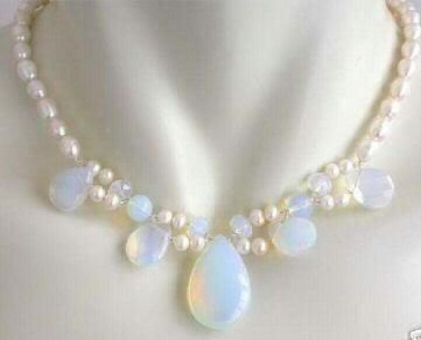 pearsl jewelry rare opal drops pendant natural white pearl necklace 18quot8237395, Silver
pearsl jewelry rare opal drops pendant natural white pearl necklace 18quot8237395, Silver