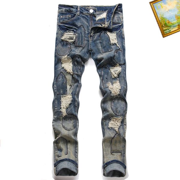 2023 designer clothes men fashion new mens fashion jeans leather embroidered european american jeans label with holes stars vintage long str, Blue
2023 designer clothes men fashion new mens fashion jeans leather embroidered european american jeans label with holes stars vintage long str, Blue