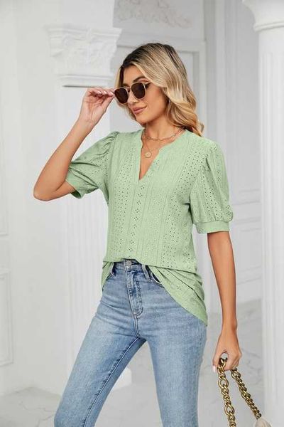 summer women's clothing vneck bubble puff sleeve women blouse hollow out loose casual tshirt ehda, White
summer women's clothing vneck bubble puff sleeve women blouse hollow out loose casual tshirt ehda, White