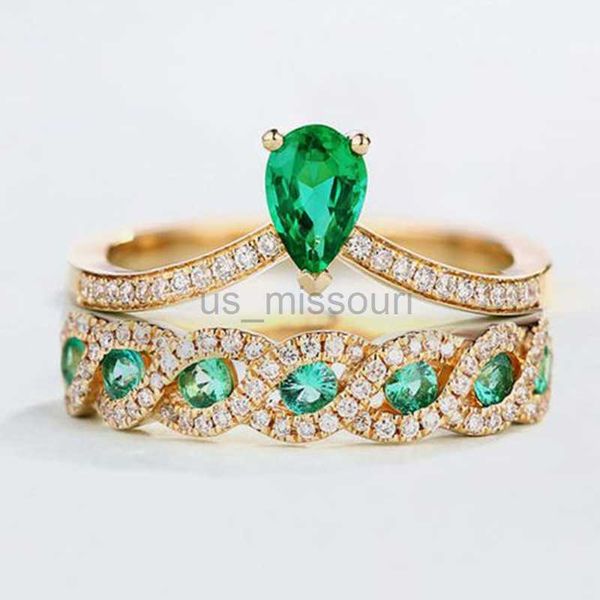 band rings 2pcsset luxury metal inlaid emerald zircon rings classic cute travel party rings for women j230531, Silver
band rings 2pcsset luxury metal inlaid emerald zircon rings classic cute travel party rings for women j230531, Silver
