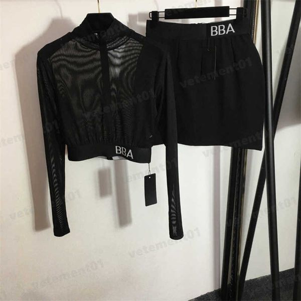 designer two piece sets womens summer new black suit letter ribbon mesh see-through high neck long sleeve and half skirt two-piece dress lux, White
designer two piece sets womens summer new black suit letter ribbon mesh see-through high neck long sleeve and half skirt two-piece dress lux, White