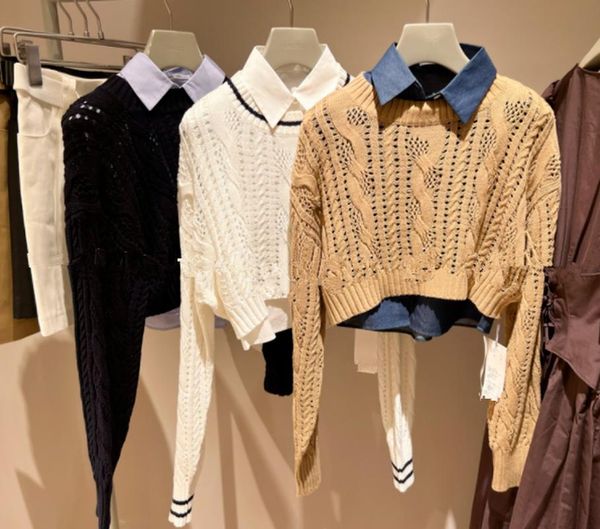 dress kuzuwata o neck long sleeve hollow out knit short pulls femme sweaters + sleeveless lapel single breasted solid shirt 2pcs set, White
dress kuzuwata o neck long sleeve hollow out knit short pulls femme sweaters + sleeveless lapel single breasted solid shirt 2pcs set, White