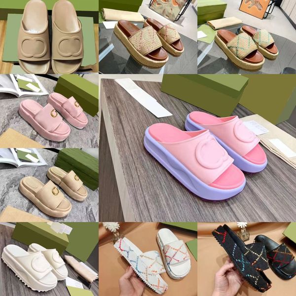 Image of Designer Slippers Women slippers Fashion sandals Macaron thick sole increase non-slip soft sole Home Slippers Women beach Slippers With box