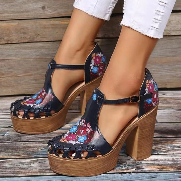 2023 new print high-heeled sandals womens shoes large size 40-43, Black
2023 new print high-heeled sandals womens shoes large size 40-43, Black