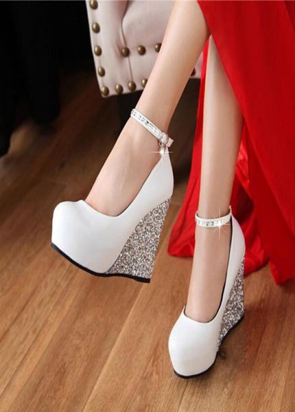 white wedding shoes glittering wedge heel rhinestones bride hasp waterproof a word buckle high heels female 3 colors3793997, Black
white wedding shoes glittering wedge heel rhinestones bride hasp waterproof a word buckle high heels female 3 colors3793997, Black