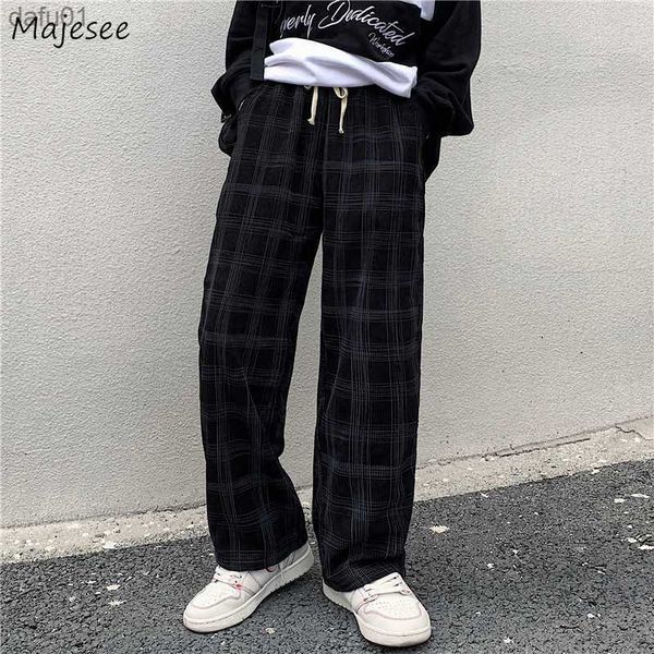 men's pants spring casual plaid pants men wide leg vintage bf couple straight corduroy pantalones streetwear harajuku mopping oversize, Black
men's pants spring casual plaid pants men wide leg vintage bf couple straight corduroy pantalones streetwear harajuku mopping oversize, Black