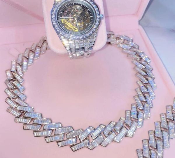 luxury 18mm baguette cuban link chan necklace iced out bracelets 14k white gold icy cubic zirconia hiphop jewelry7385334, Silver
luxury 18mm baguette cuban link chan necklace iced out bracelets 14k white gold icy cubic zirconia hiphop jewelry7385334, Silver