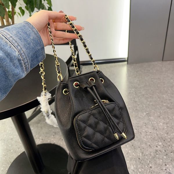 womens classic mini bucket drawstring shoulder bags black white gold metal matelasse chain crossbody purse vanity cosmetic case designer han
womens classic mini bucket drawstring shoulder bags black white gold metal matelasse chain crossbody purse vanity cosmetic case designer han