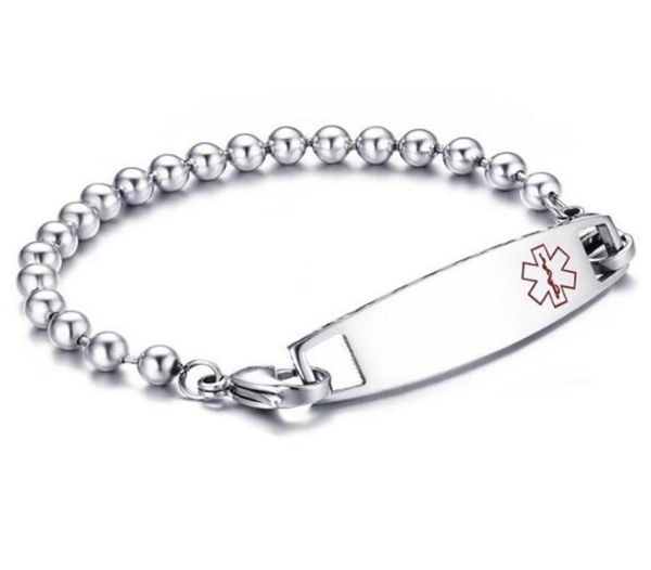 high polished mens stainless steel beaded identification medical alert wrist bracelet1979574, Black
high polished mens stainless steel beaded identification medical alert wrist bracelet1979574, Black